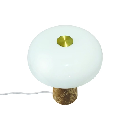 Lampa stołowa marmurowa podstawa beżowa i biały klosz Glossy NO2520015009 - Design for The People